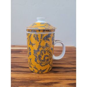 Ceramic Tea Mug with Infuser & Lid Orange | Cost Plus World Market